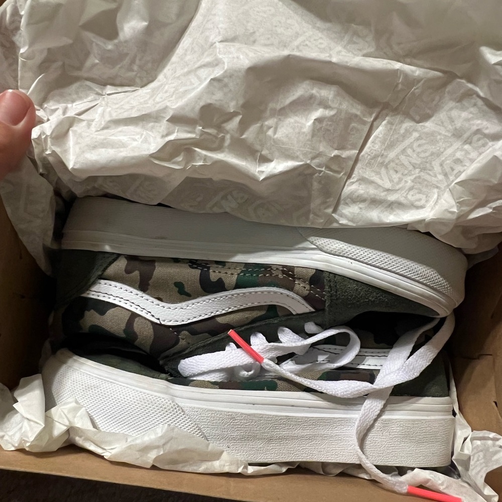 Vans Camo Olive and White Sneakers